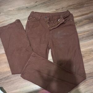 Brown Straight-Leg Jeans